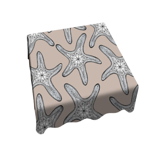 Starfish on Taupe Square Tablecloth by Fifo