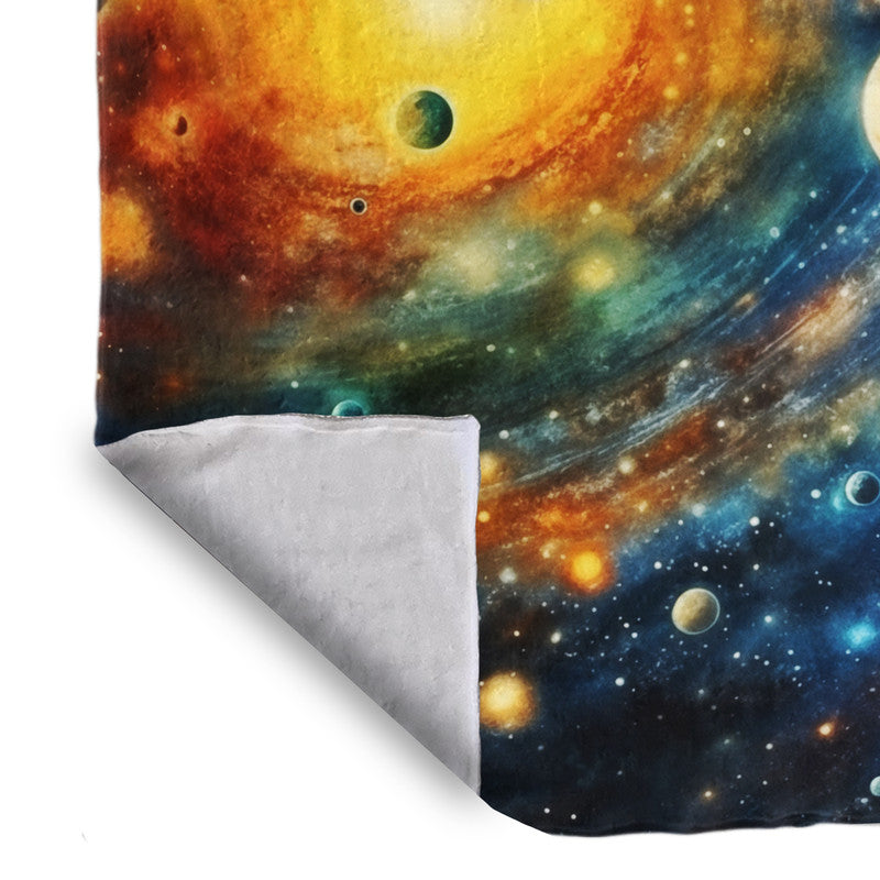 Starry Sky Around the Sun Light Weight Fleece Blanket