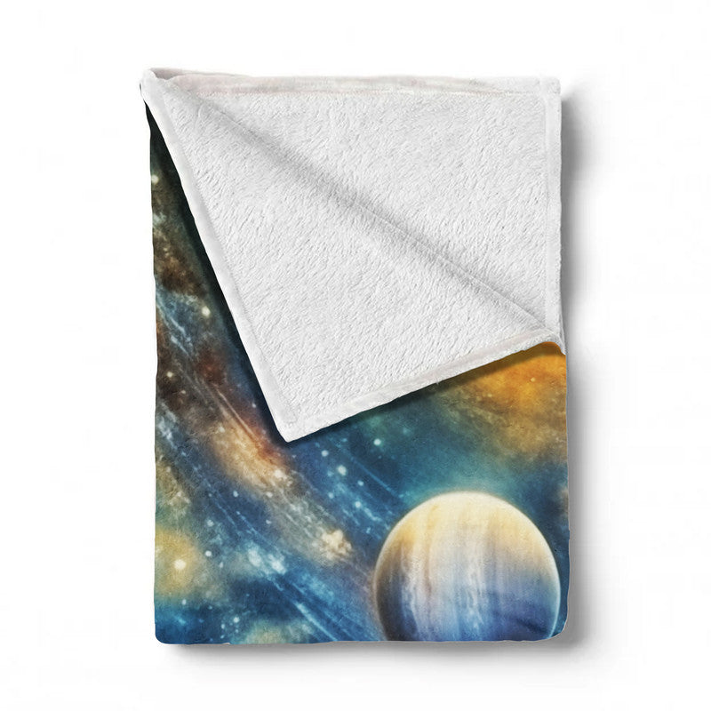 Starry Sky Around the Sun Light Weight Fleece Blanket