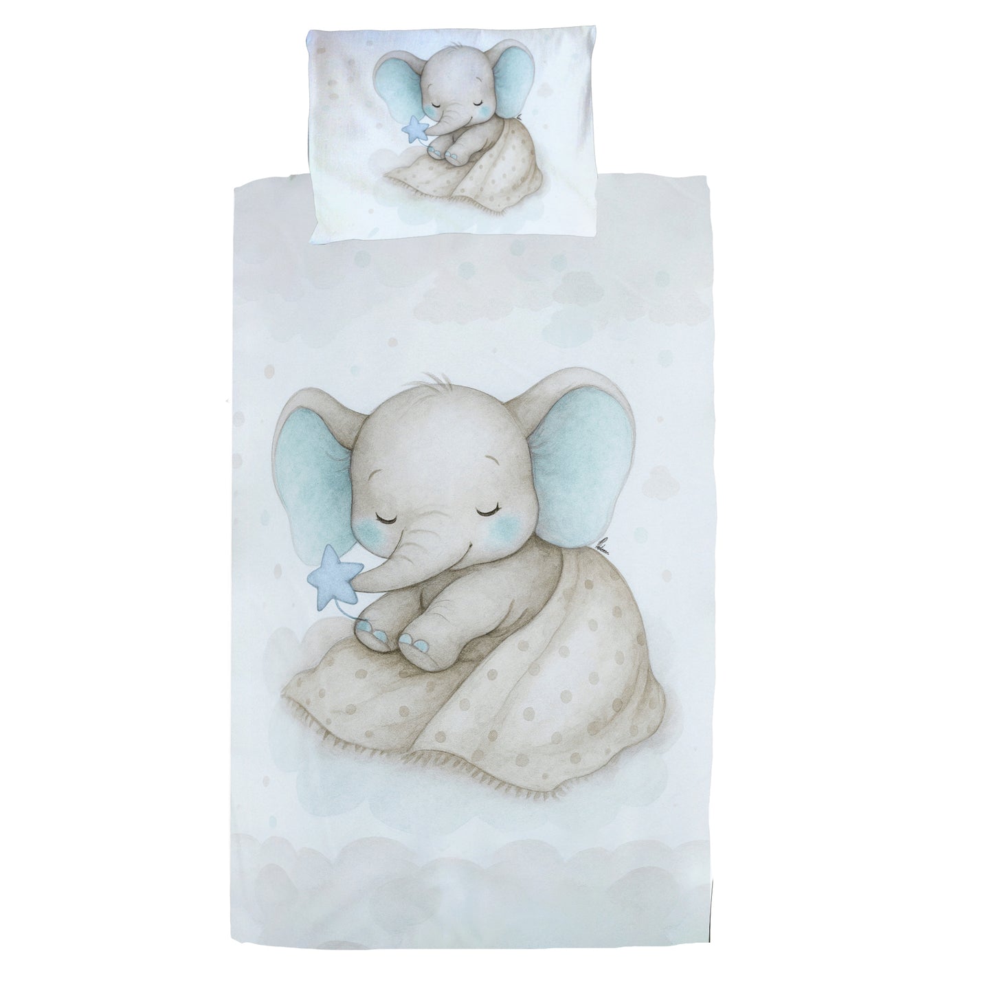 Starry Nap Blue Elephant Cot Set by Nathan Pieterse