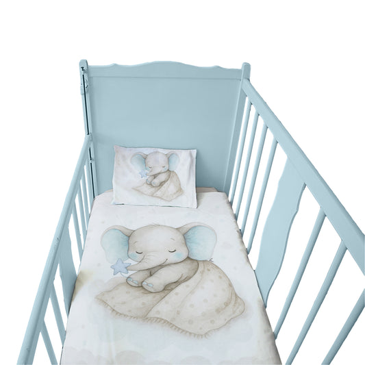 Starry Nap Blue Elephant Cot Set by Nathan Pieterse