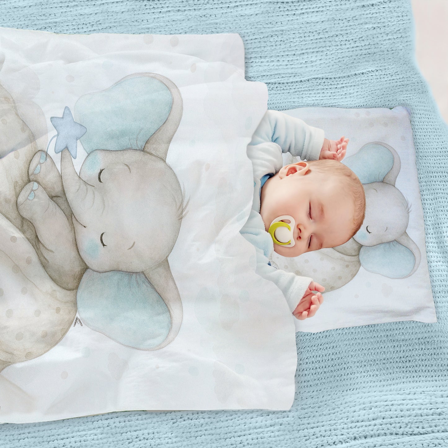 Starry Nap Blue Elephant Cot Set by Nathan Pieterse