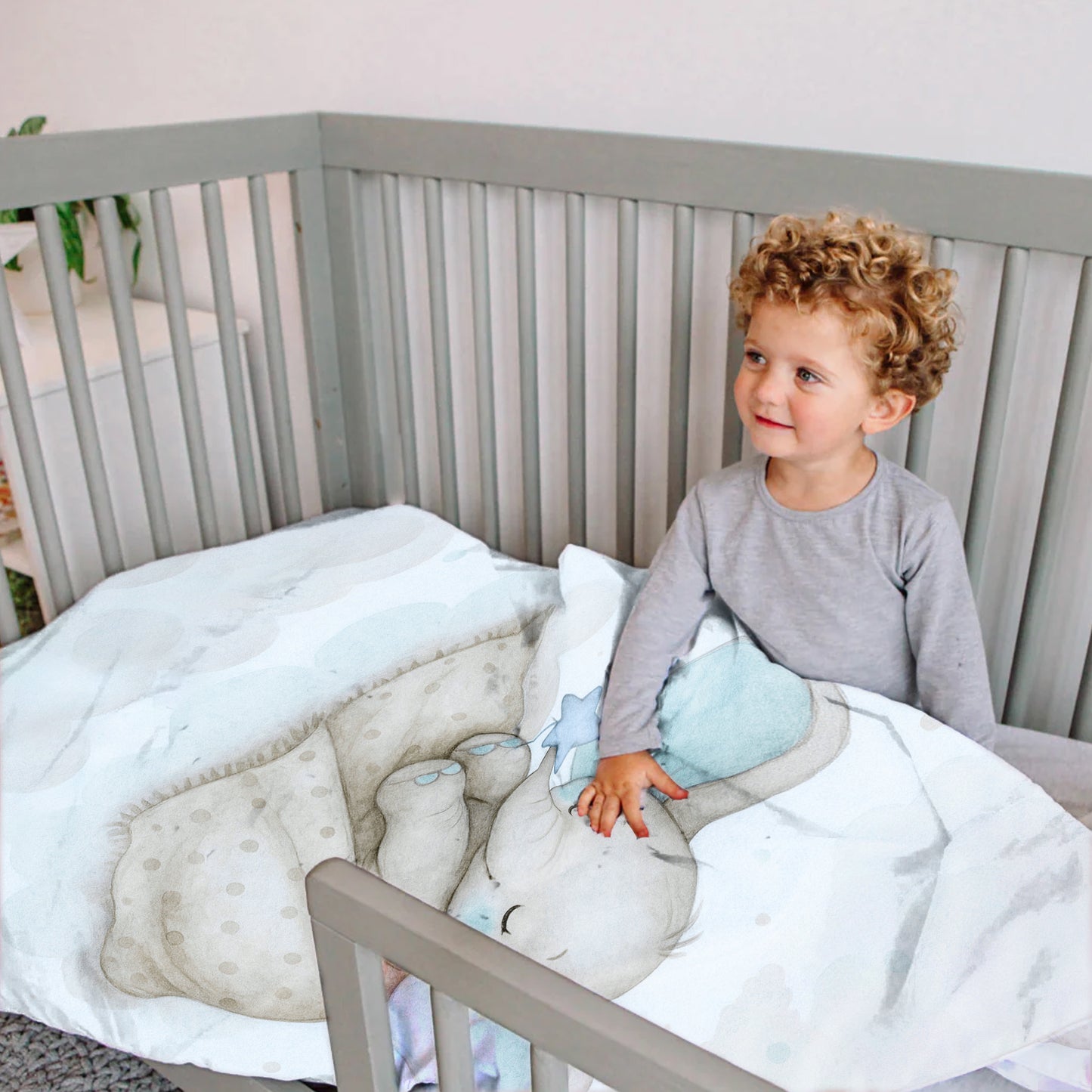 Starry Nap Blue Elephant Cot Set by Nathan Pieterse