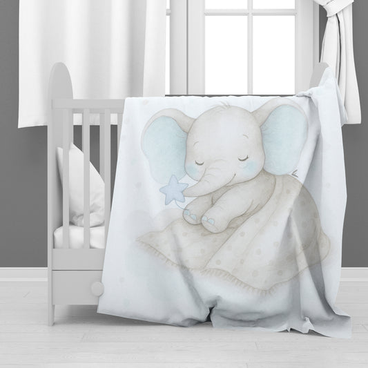 Starry Nap Blue Elephant Minky Blanket by Nathan Pieterse