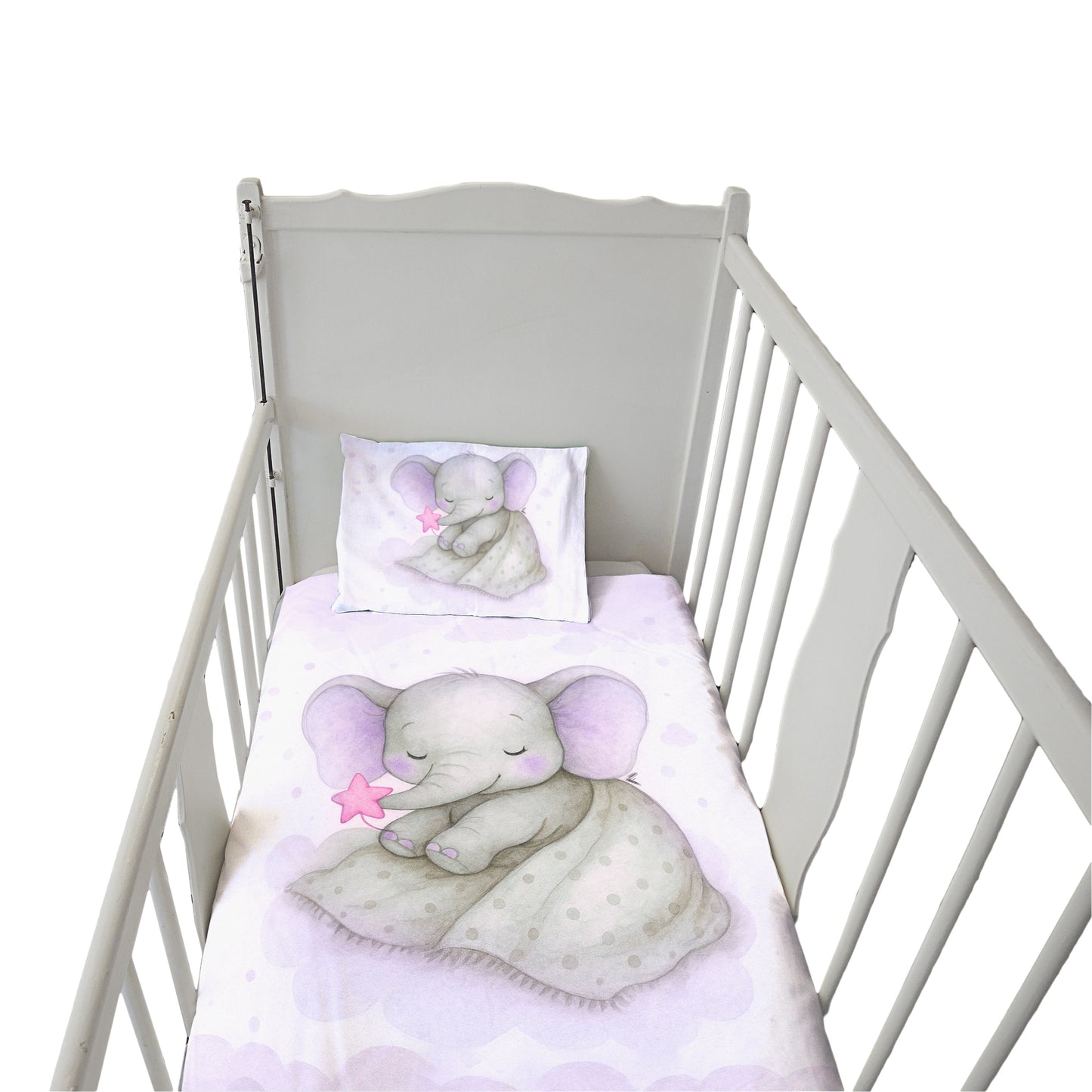 Starry Nap Pink Elephant Cot Set by Nathan Pieterse