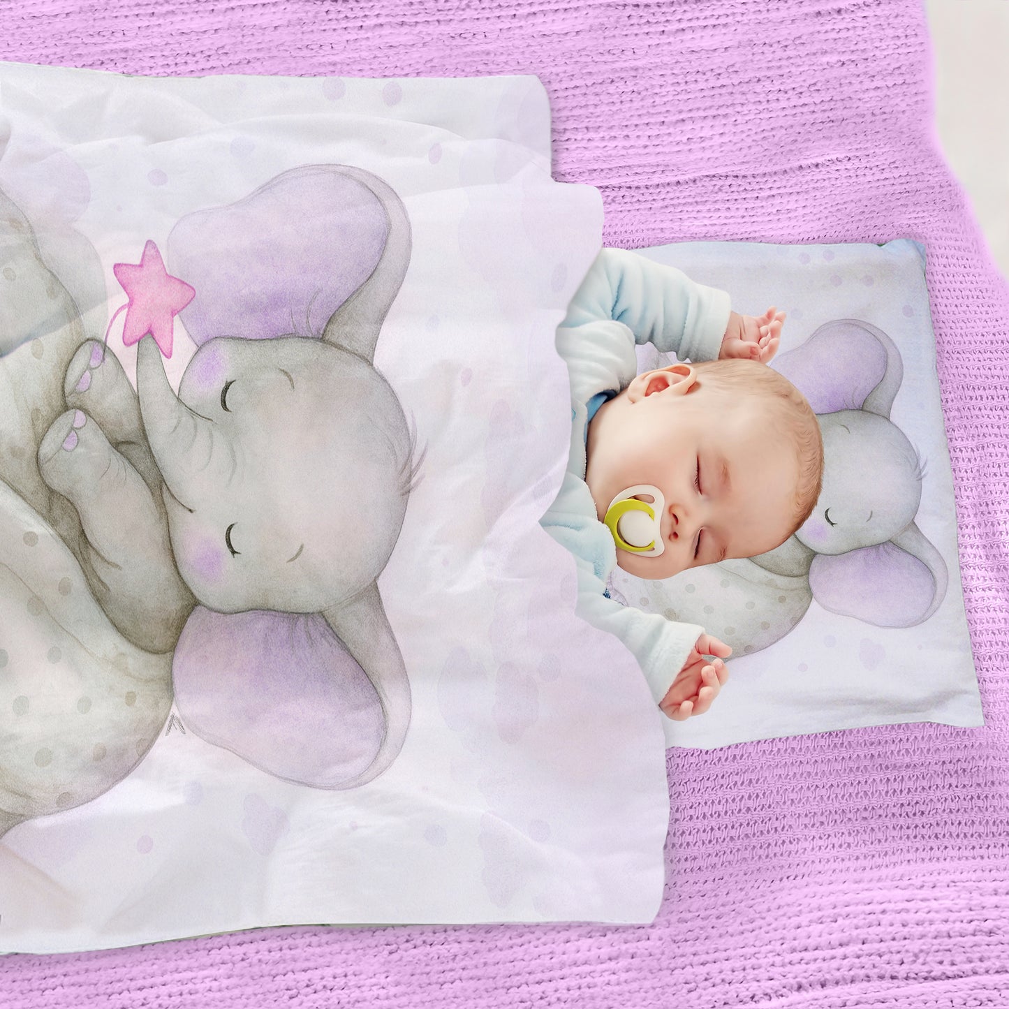 Starry Nap Pink Elephant Cot Set by Nathan Pieterse