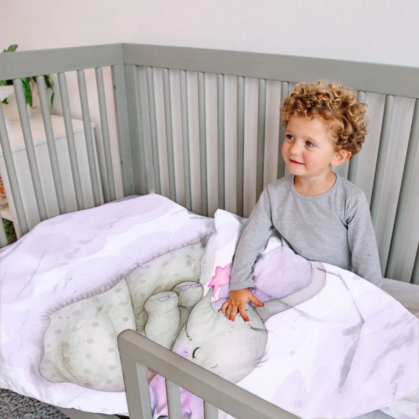 Starry Nap Pink Elephant Cot Set by Nathan Pieterse