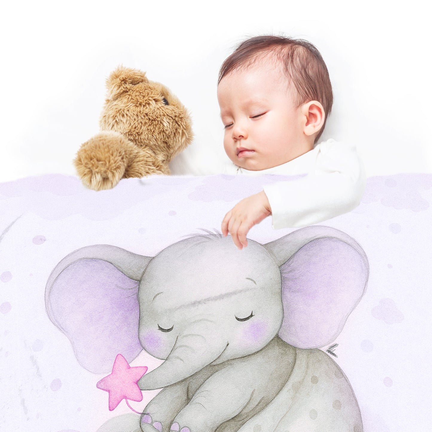 Starry Nap Pink Elephant Minky Blanket by Nathan Pieterse