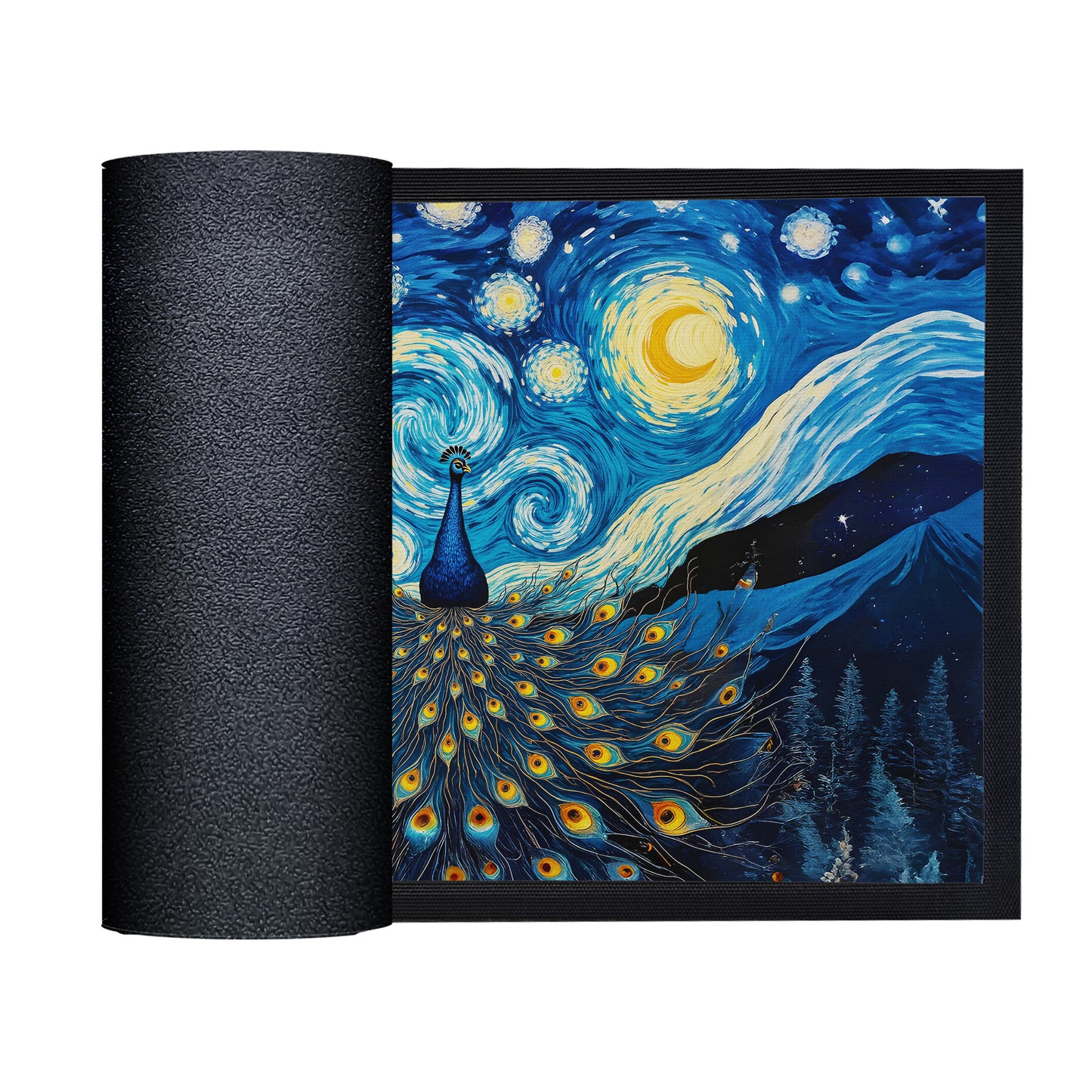 Starry Night Peacock Door Mat
