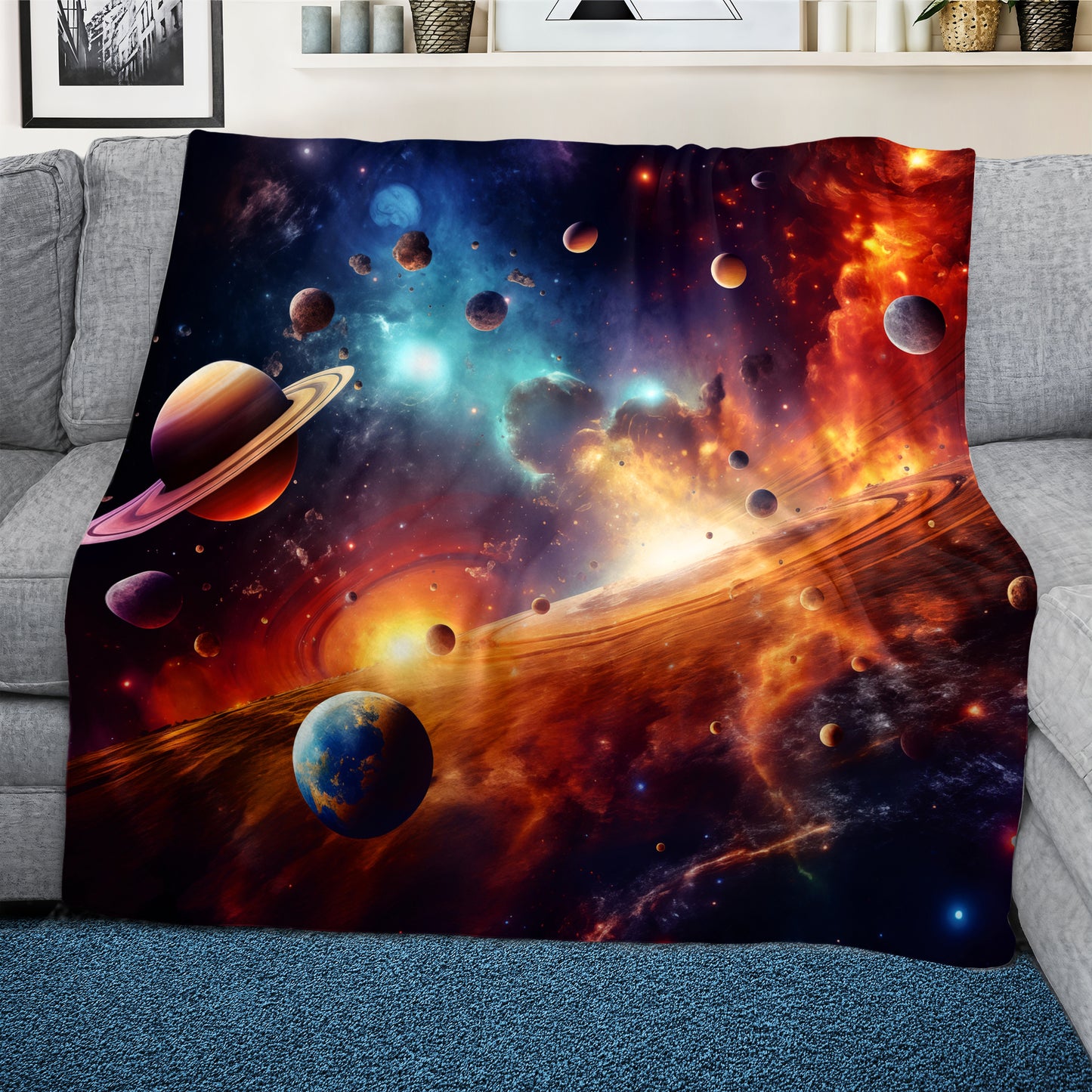 Starry Sky Solar Flair Light Weight Fleece Blanket