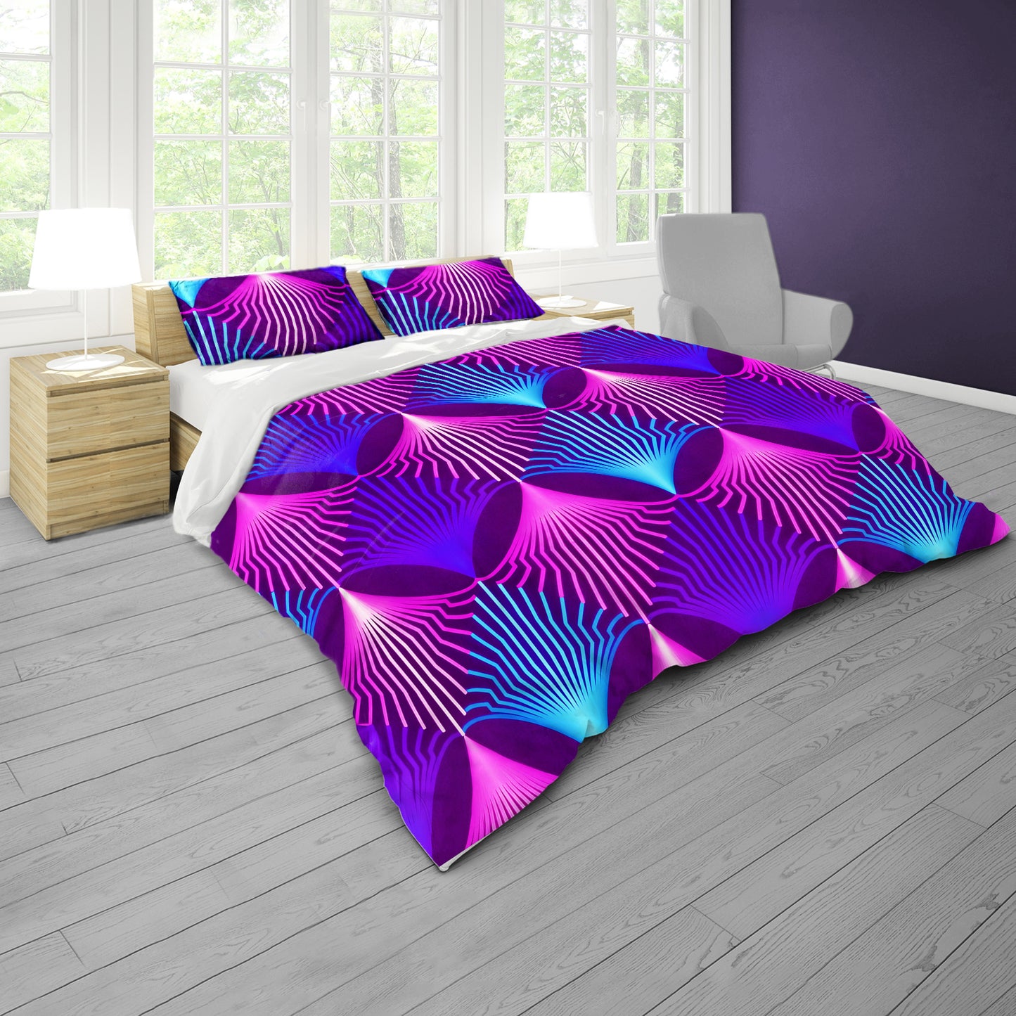Static Violet Duvet Cover Set