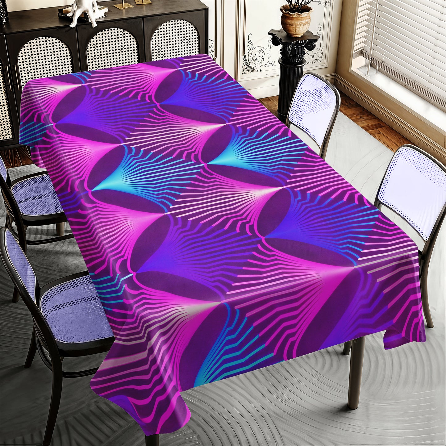 Static Violet Rectangle Tablecloth