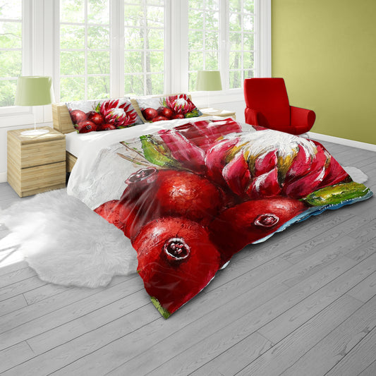 Protea and Pomegranates By Stella Bruwer Duvet Cover Set
