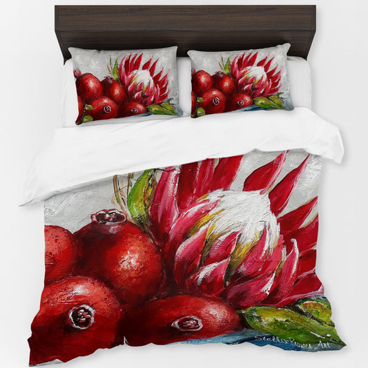 Protea and Pomegranates By Stella Bruwer Duvet Cover Set