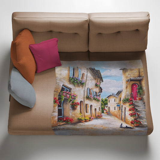 Rustic Colourful Streets Light Weight Fleece Blanket by Stella Bruwer