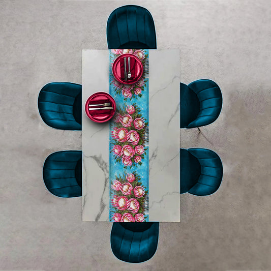 Bright Pink Proteas By Stella Bruwer Table Runner
