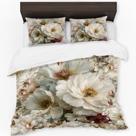 Stillness in White Flowers Duvet Cover Set by Mark van Vuuren
