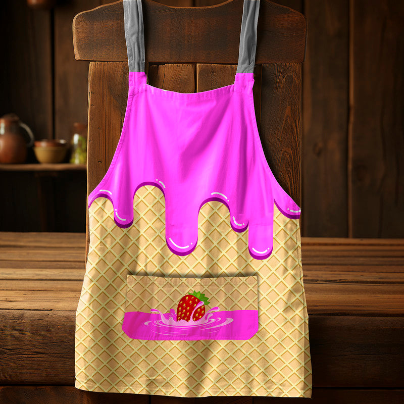 Strawberry Wafer Medium Length Apron – Print with Passion Decor