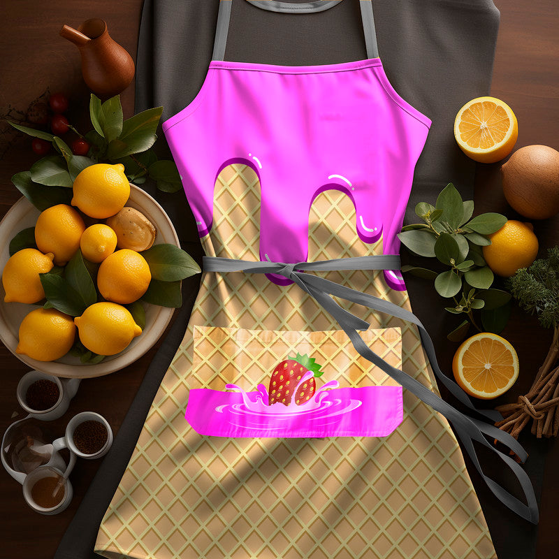 Strawberry Wafer Medium Length Apron