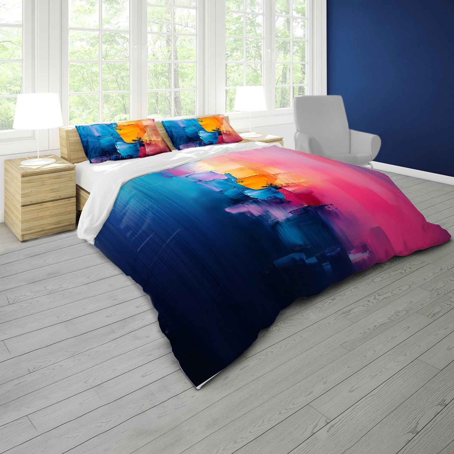 Strawberry and Aqua Contrast Duvet Cover Set