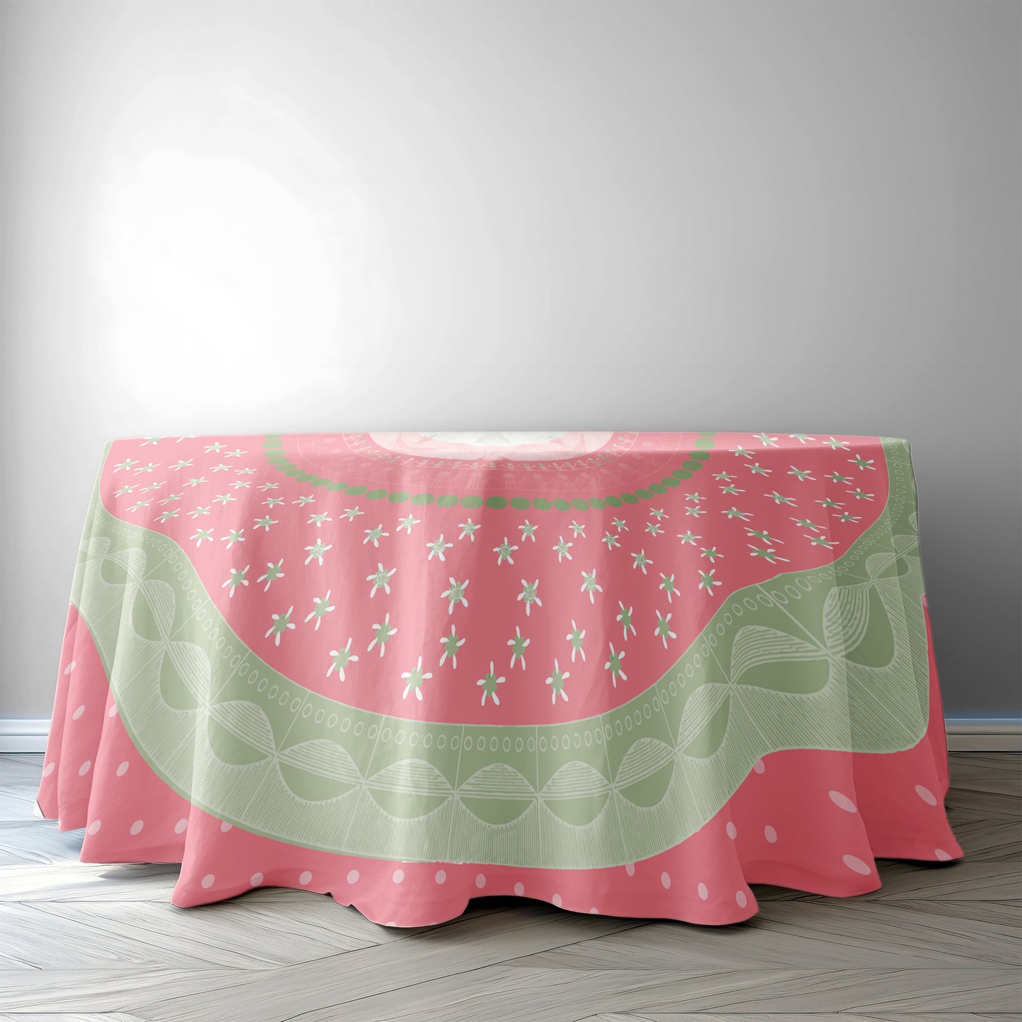 Strawberry and Mint 2,3m Round Tablecloth