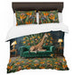 Strelitzia Giraffe on Green Sofa Duvet Cover Set