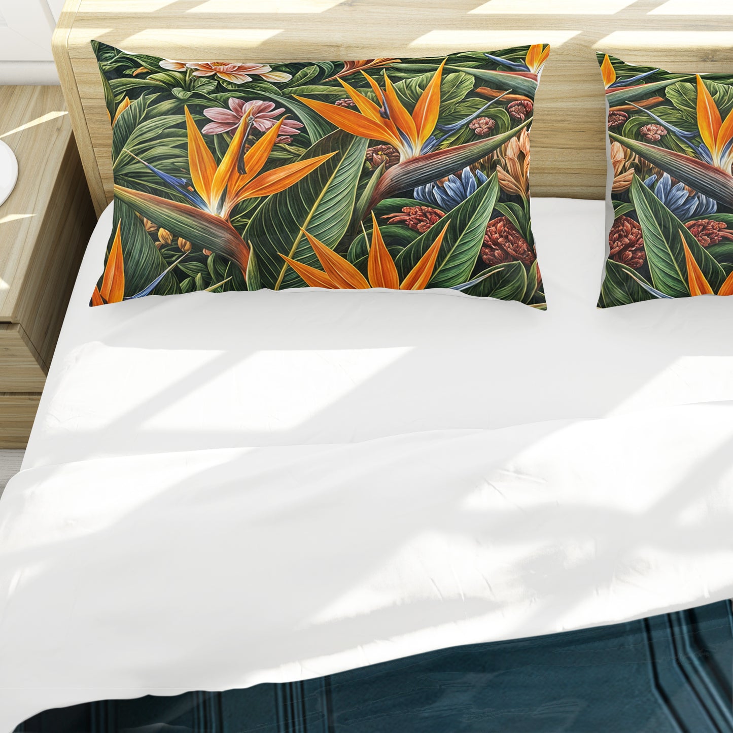 Strelitzia Giraffe on Green Sofa Duvet Cover Set