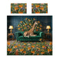 Strelitzia Giraffe on Green Sofa Duvet Cover Set