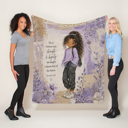 Strength and Dignity Light Weight Fleece Blanket