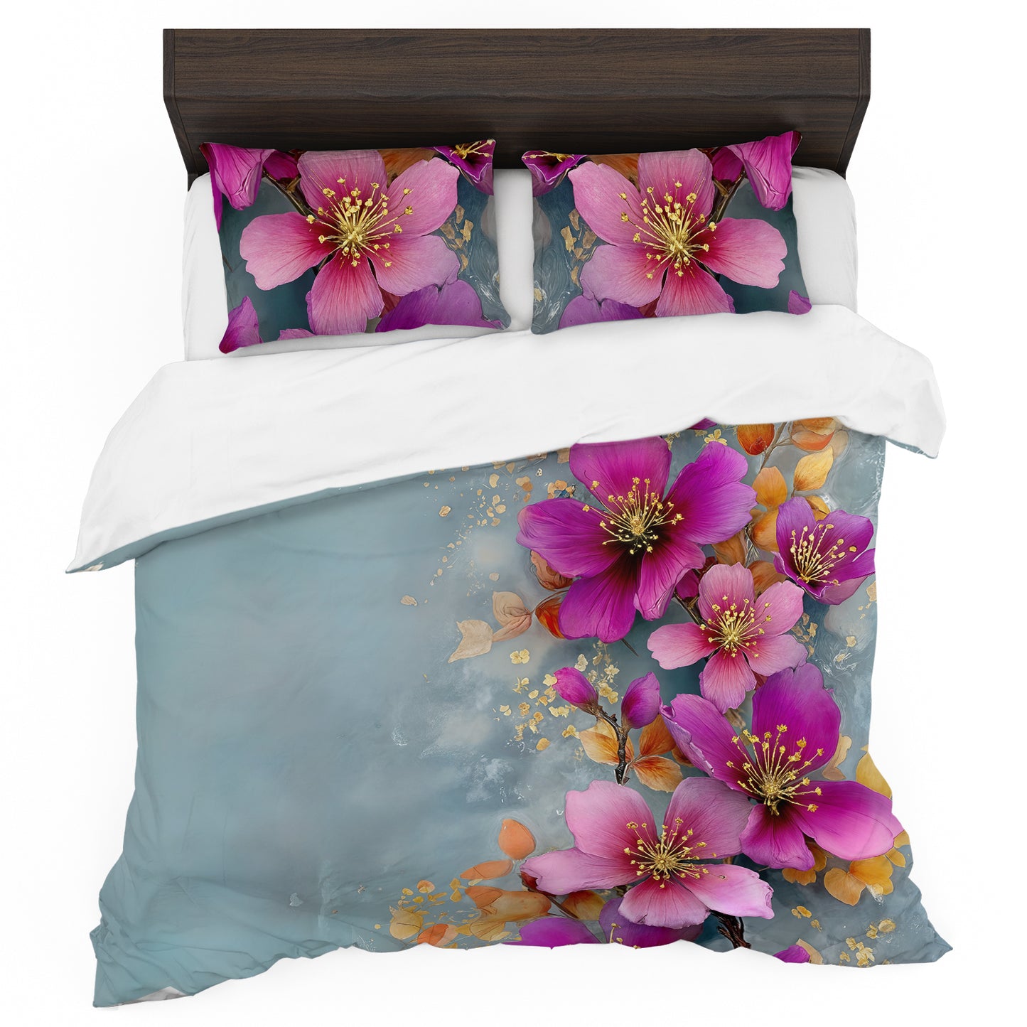 String of Pink Flowers Duvet Cover Set
