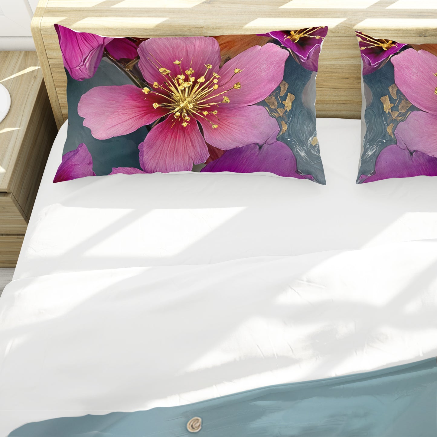 String of Pink Flowers Duvet Cover Set