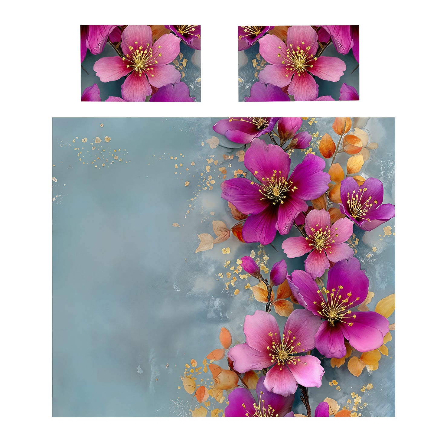 String of Pink Flowers Duvet Cover Set
