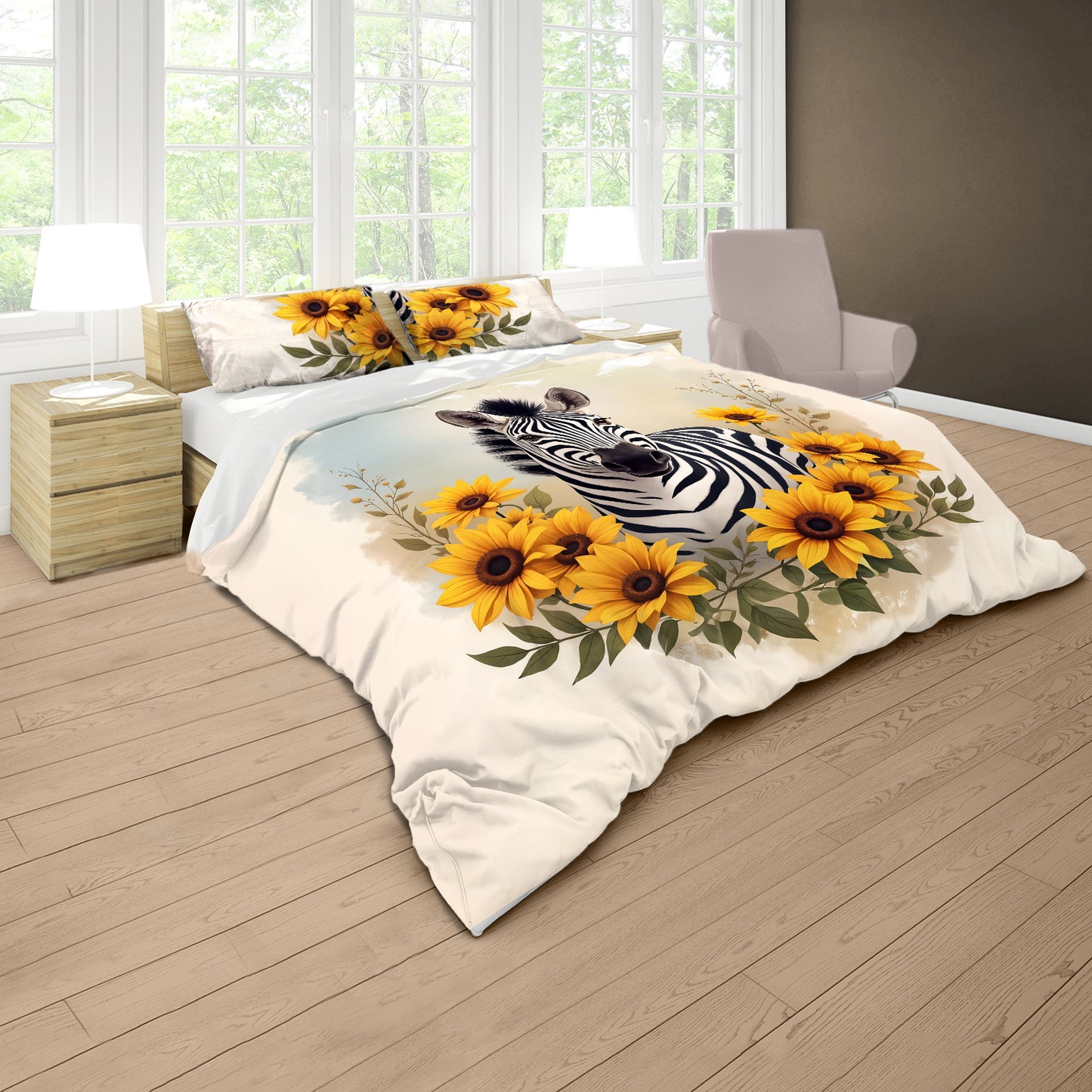 Striped Zebra in Sunshine Duvet Cover Set