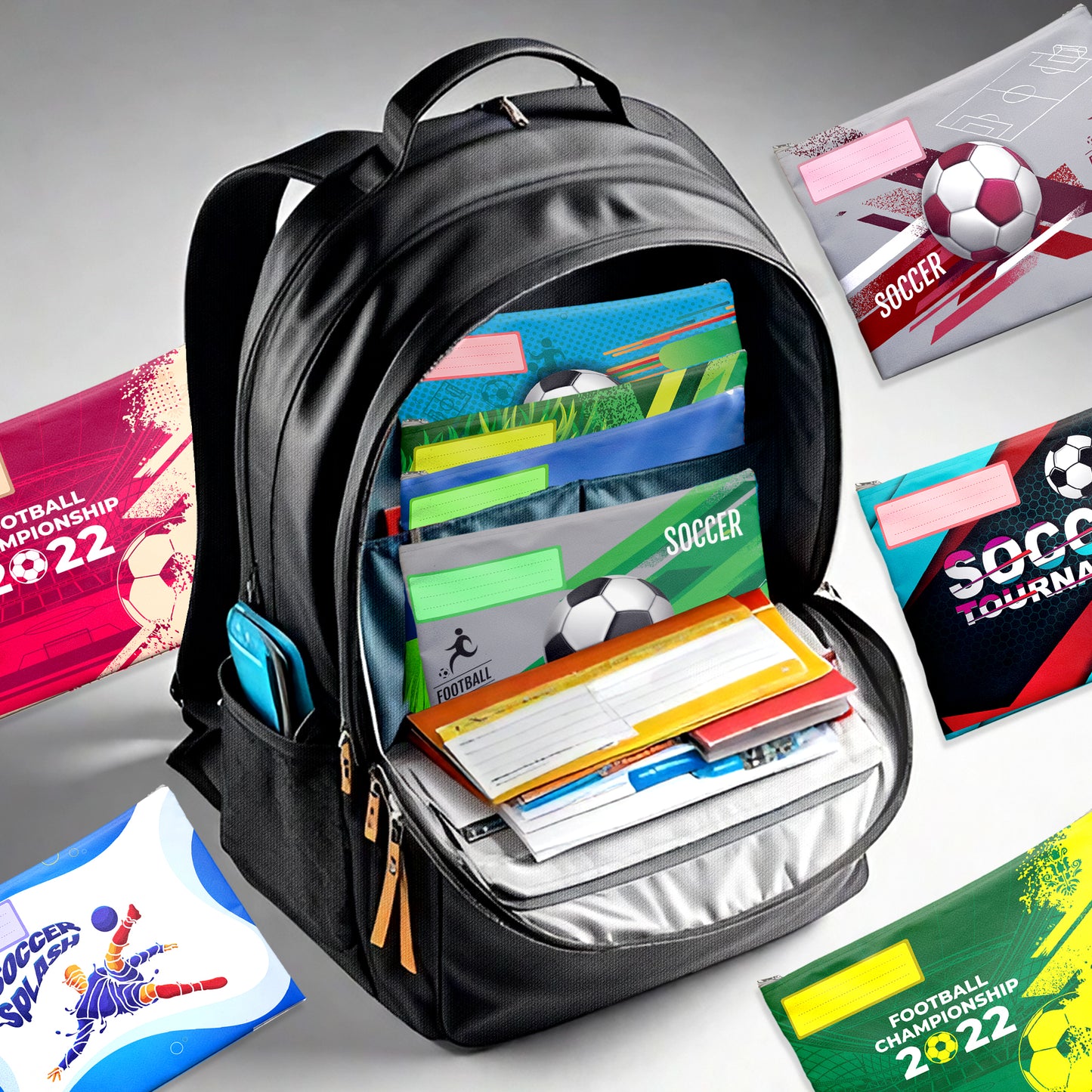 Soccer Subject Savvy Book Bags Set of 9