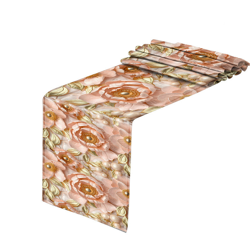Subtle Peach Peonies Table Runner
