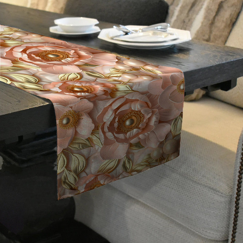 Subtle Peach Peonies Table Runner