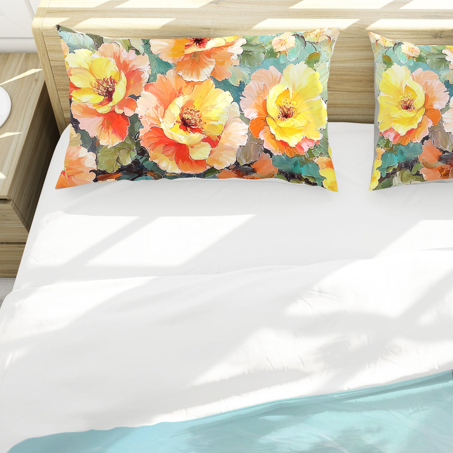 Subtle Orange Floral Duvet Cover Set