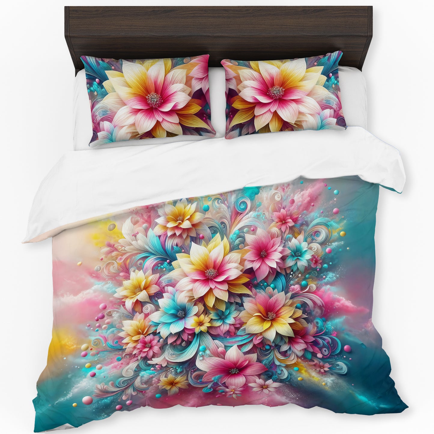 Subtle Pastel Daisies Duvet Cover Set