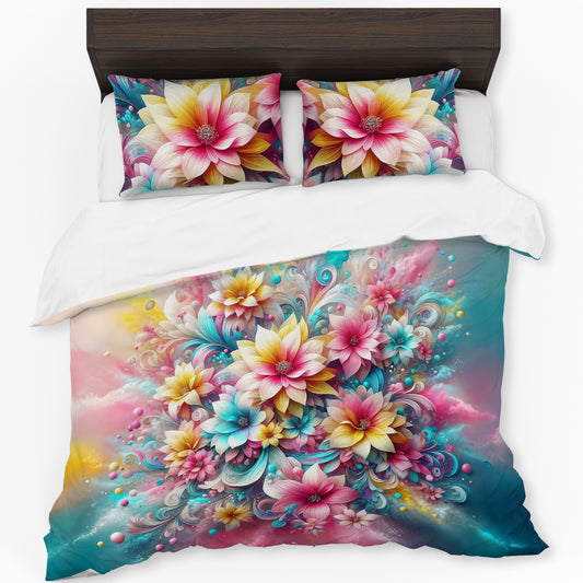 Subtle Pastel Daisies Duvet Cover Set