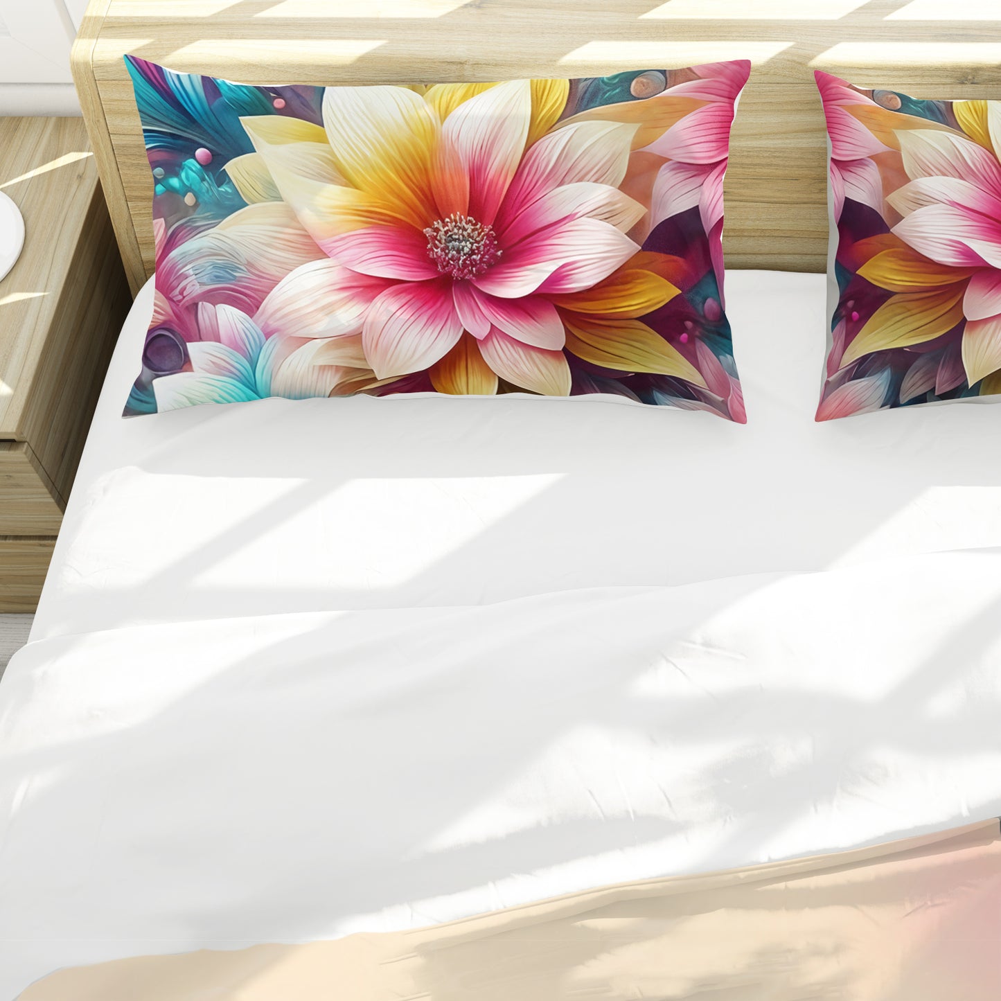 Subtle Pastel Daisies Duvet Cover Set