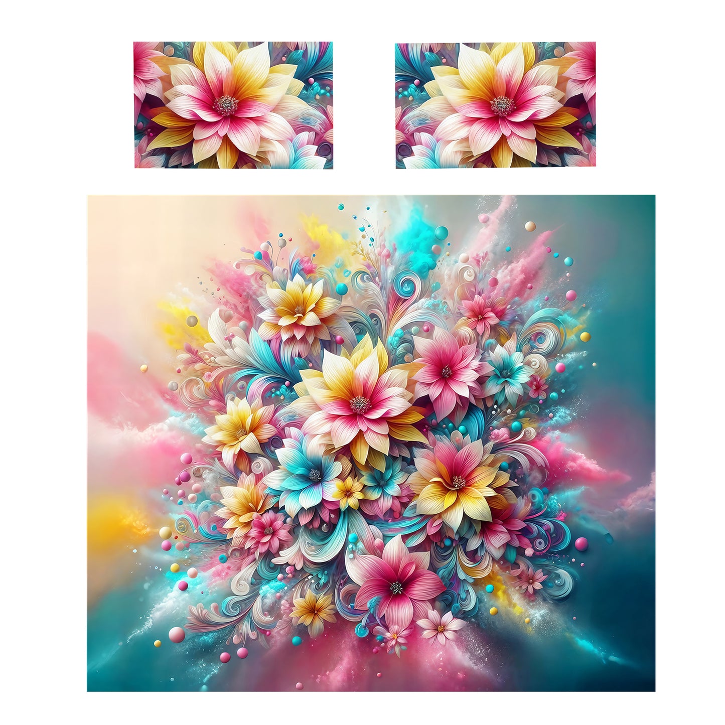Subtle Pastel Daisies Duvet Cover Set