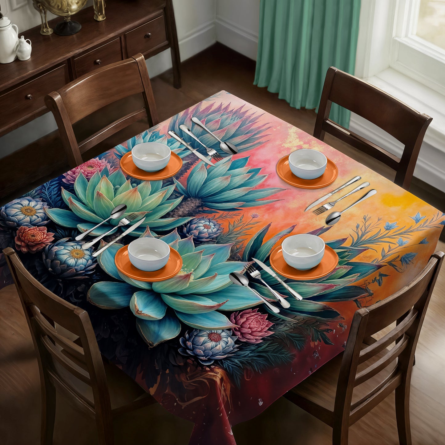 Succulent Mirage Square Tablecloth