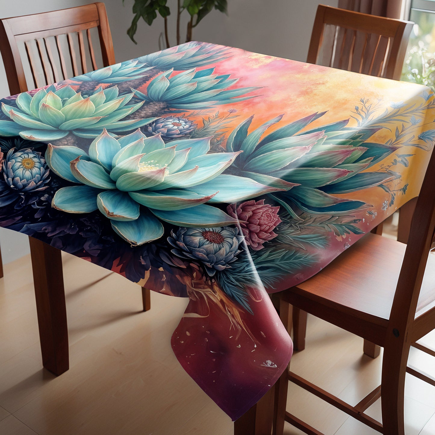 Succulent Mirage Square Tablecloth