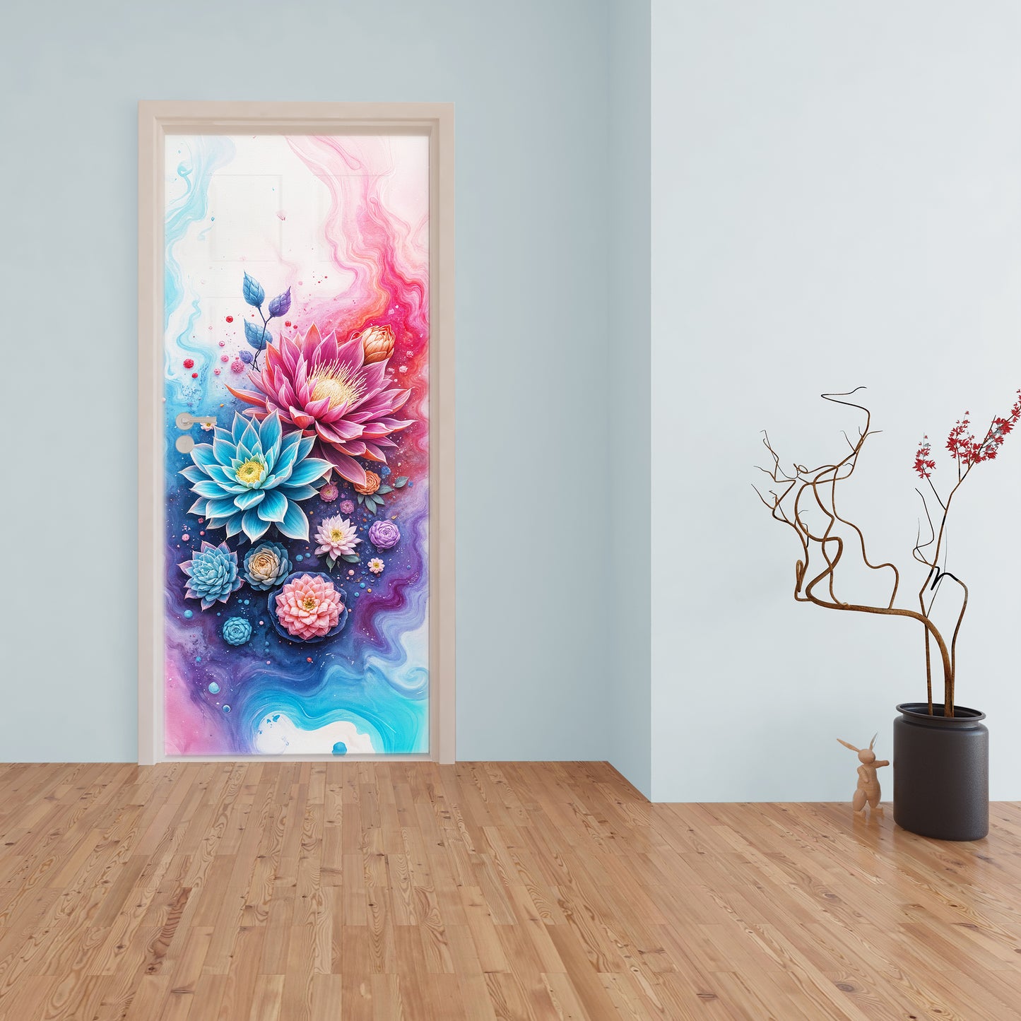 Succulent Protea Flowing Colors Door Decoupage