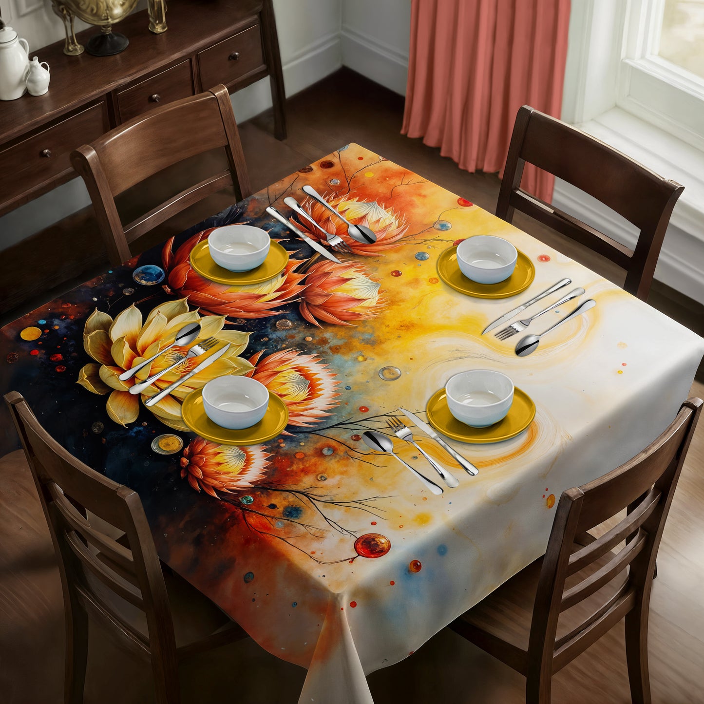 Succulent Protea Sun Burst Square Tablecloth