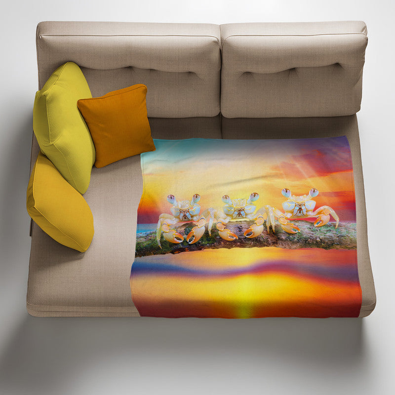 Summer Crab Light Weight Fleece Blanket