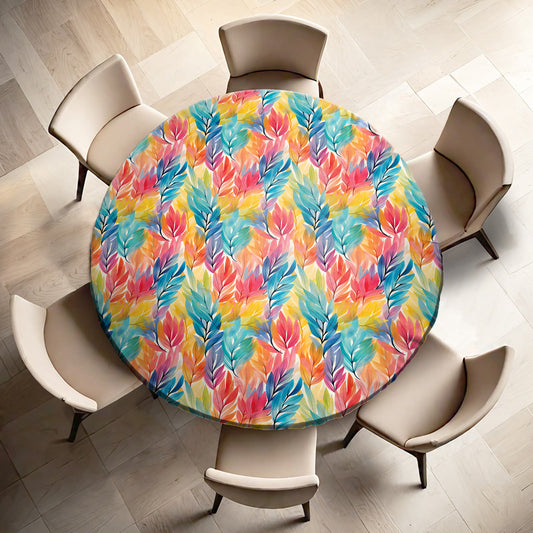 Summer Leaves Round Tablecloth