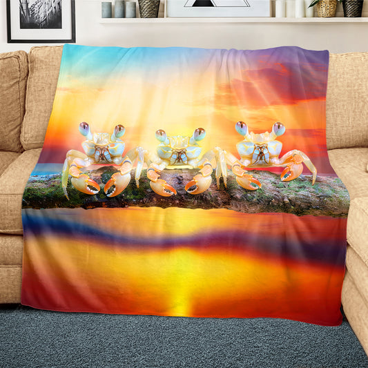 Summer Crab Light Weight Fleece Blanket