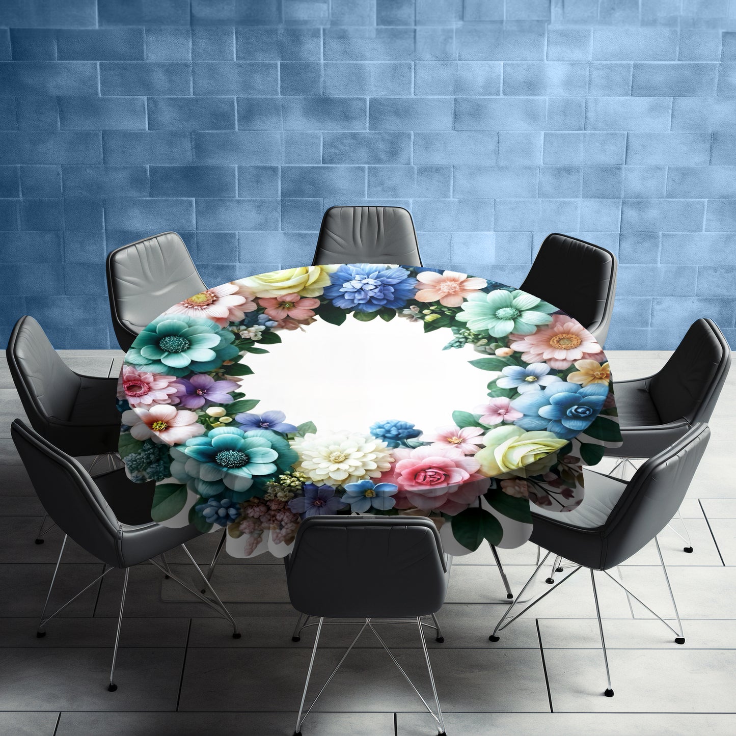 Summer Wreath  Round Tablecloth