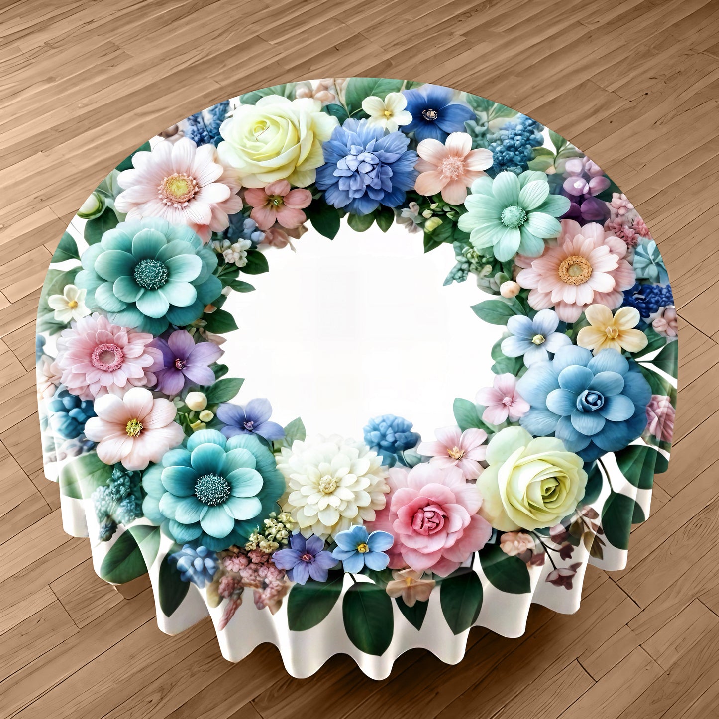 Summer Wreath  Round Tablecloth